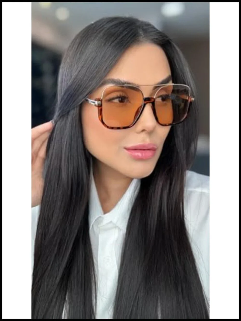 Oversized Square Retro Aviator Sunglasses UV400 Protection Metal Frame Double